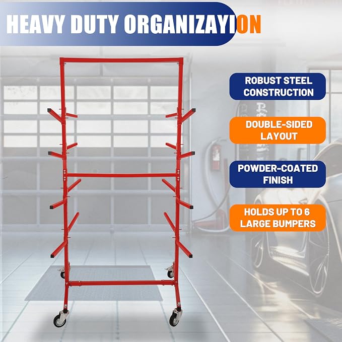 HECASA Bumper Adjustable Storage Rack Steel Floor Mobile Bumper Storage Rack - Image 6