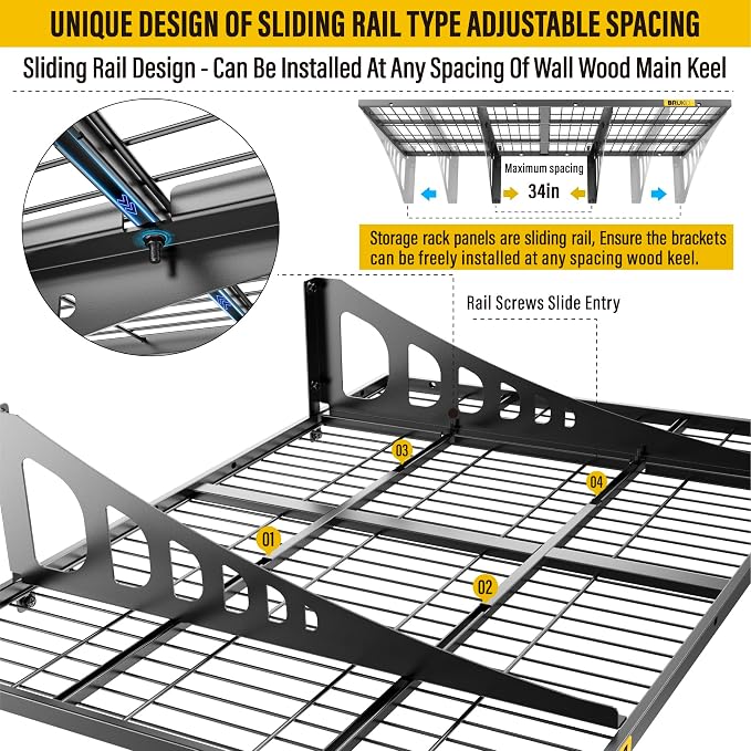 2x3ft Adjustable Rail Wall Garage Storage Shelf, - Image 5
