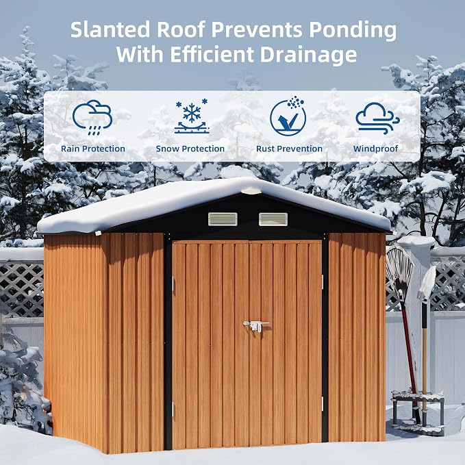 8x6FT Outdoor Storage Shed, Metal Garden Shed - Image 4