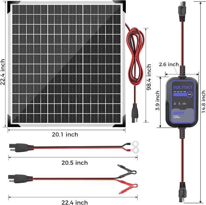 Solar Panel Kit 50W 12V with MPPT Controller, Solar Battery Trickle Charger - Image 6