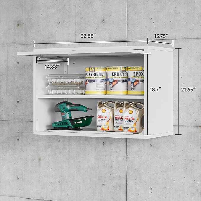 Metal Wall Cabinet with Locking Door and Shelf, Hanging Garage Cabinets with - Image 3