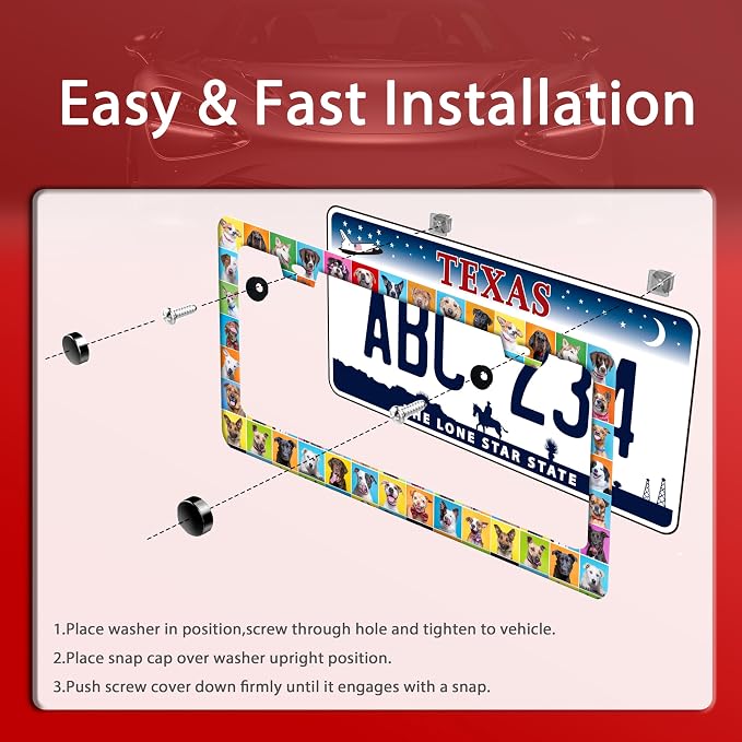 Dog License Plate Frame Puppy Pet License Plate Frames Funny Stainless Steel - Image 3
