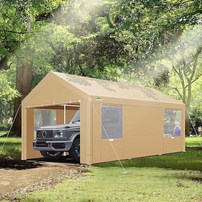 COBIZI Carport 10x20ft Heavy Duty Portable Garage, 2.0 Powder Coated Frame - Image 2