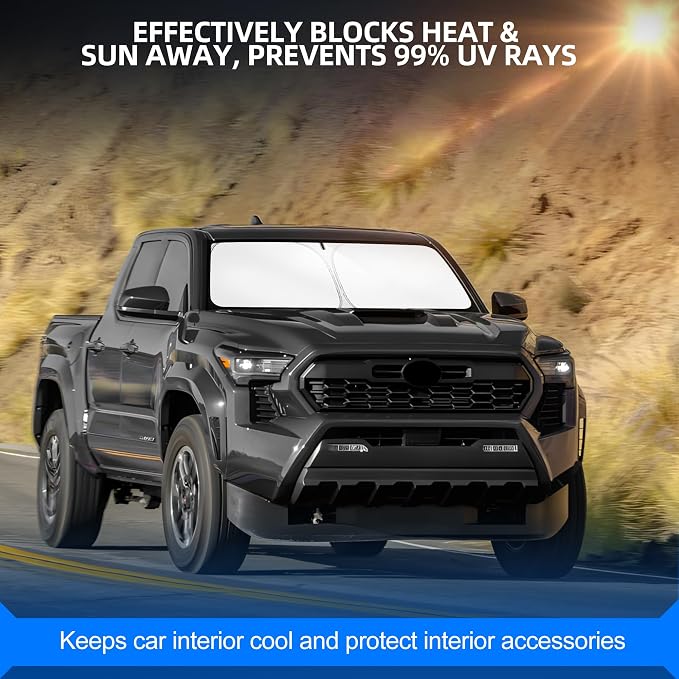 Windshield Sun Shade for Toyo-ta Tacoma 2016-2025 2026 Foldable Sunshade Custom - Image 7