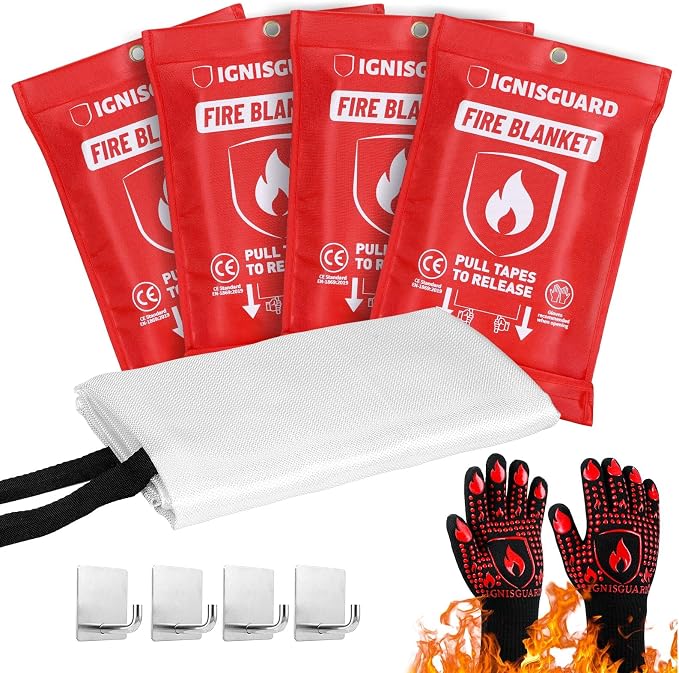 Emergency Fire Blanket for Home and Kitchen, Fiberglass Fire Blankets Emergency by IGNISGUARD