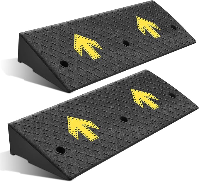 DNA MOTORING 2pcs 5.3" Rise Rubber Arrow Curb Ramp Heavy Duty Loading Threshold by DNAMOTORING