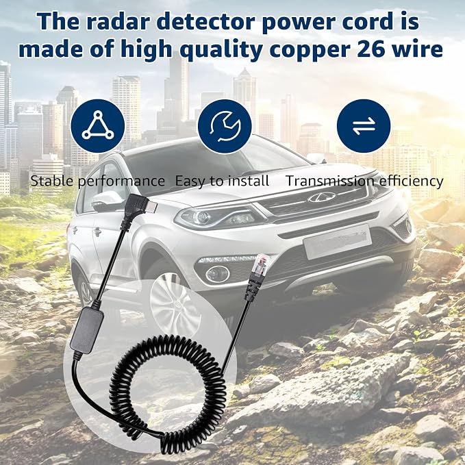 Radar Detector Cable with USB-C to RJ11 Plug Cord, 9.84Ft USB-C 5V-12V RJ11 - Image 5