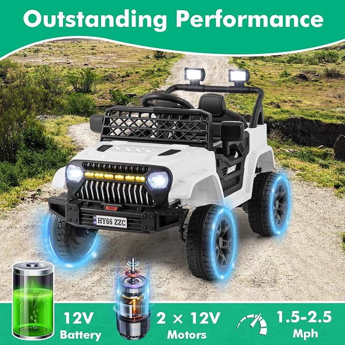 Costzon Kids Ride On Truck, 12V Battery Powered Electric Vehicles w/Remote - Image 4