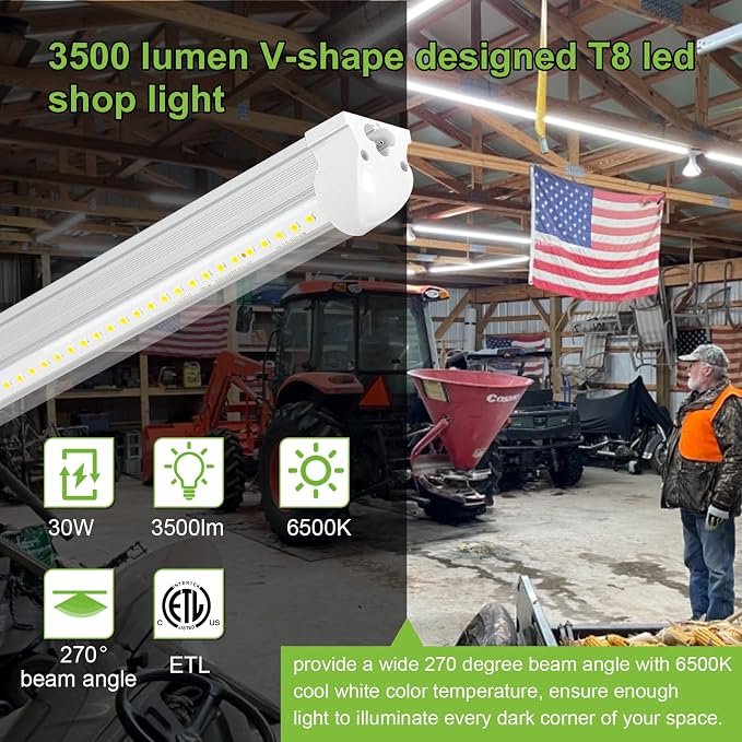 hykolity 30W 2FT LED Shop Light, 3500lm 6500K Super Bright White, Linkable - Image 2