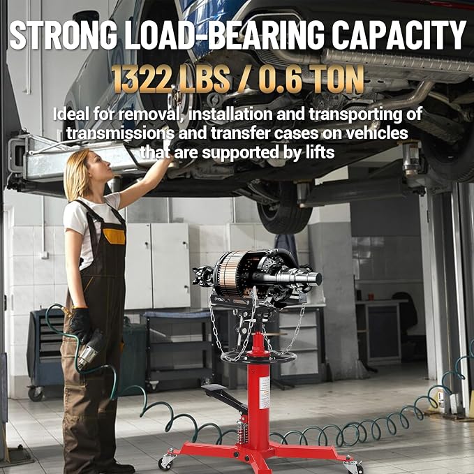 Dual Plunger Hydraulic Transmission Jack 1322lbs Capacity, 33.5"-69" High Lift - Image 4