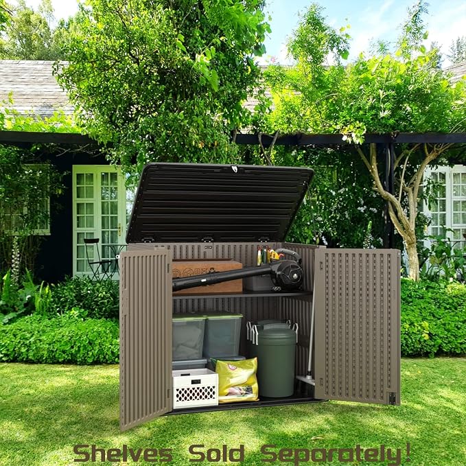 ADDOK 26 Cu.ft Outdoor Storage Shed Multi-Function, Lockable Horizontal Storage - Image 2