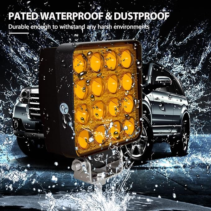 2PACK 48W LED Work Lights 12/24 Volt 5500LMS 4.3INCH Wide Ultra Bright Square - Image 7