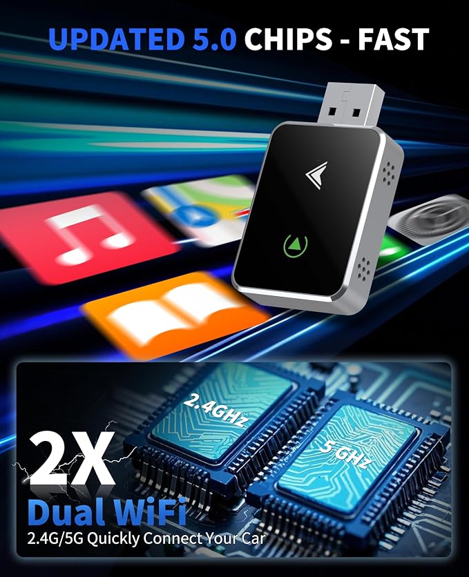 Wireless CarPlay Adapter, 2025 Upgraded 2-in-1 Mini Size CarPlay & Android Auto - Image 3