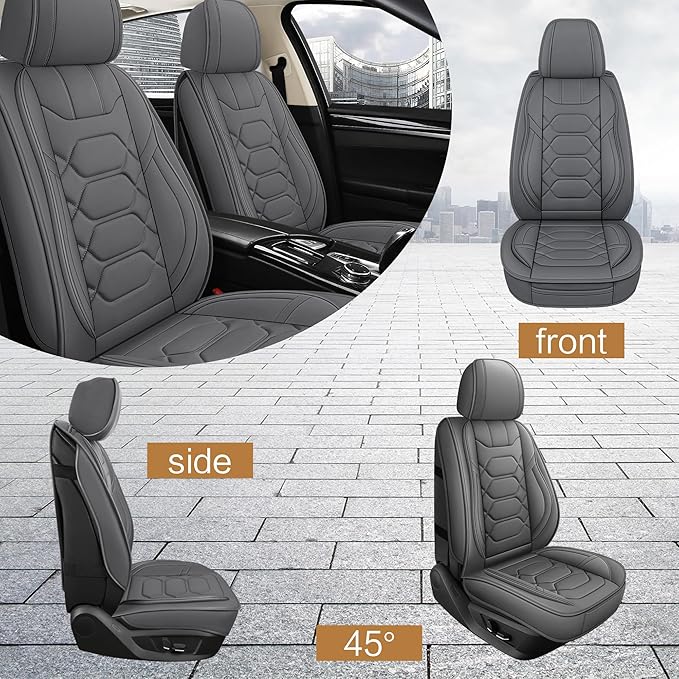 Pariitadin Leather Car Seat Covers Full Set, Waterproof Breathable Faux Leather - Image 4