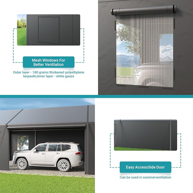Carport, Heavy Duty Car Port 20x20 FT, Large Car Canopy - Image 4