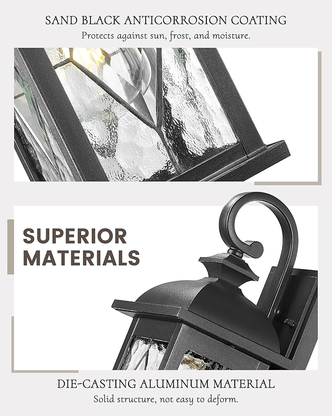 FEMILA 15" Exterior Wall Sconce, Anti-Rust Matte Black Finish - Image 2