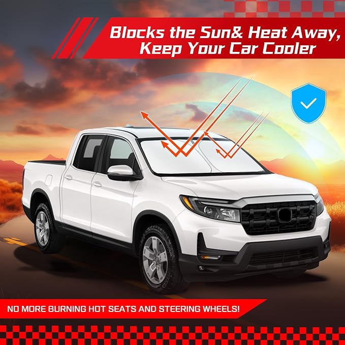 ARISMOTOR Windshield Sun Shade for Honda Ridgeline 2017-2025 2026, Custom Fit - Image 7