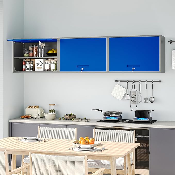 Metal Wall Cabinet with Locking Door and Shelf, Hanging Garage Cabinets with - Image 6