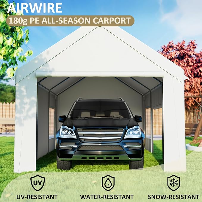 Carport 12' x 20' Heavy Duty Portable Garage, Carport Canopy - Image 3