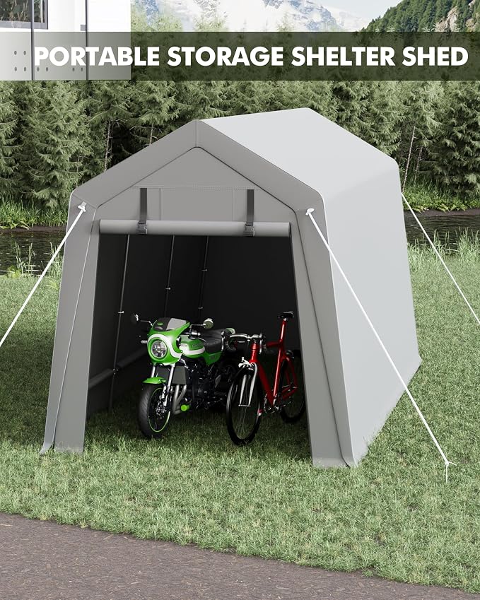 7 x 12 ft Carport Storage Shed, Portable Garage - Image 2