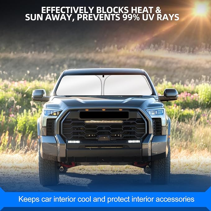 Windshield Sun Shade for Toyo-ta Tundra 2022-2025 2026 Foldable Sunshade Custom - Image 7