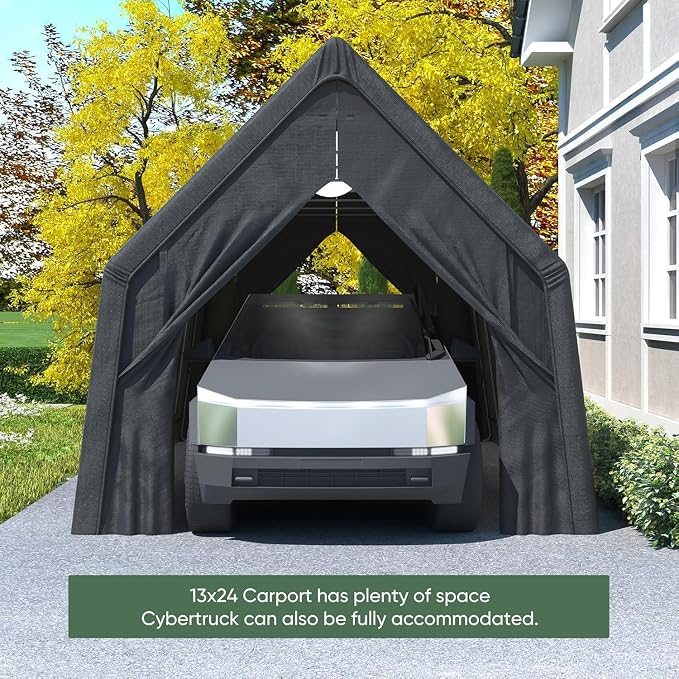 13 x 24 FT Carport, Heavy Duty Car Port Outdoor UV Garage - Image 3