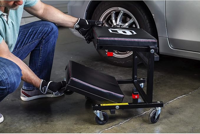 Powerbuilt 2-in-1 Rolling Creeper Seat Converts from High to Low Roller Seat - Image 6
