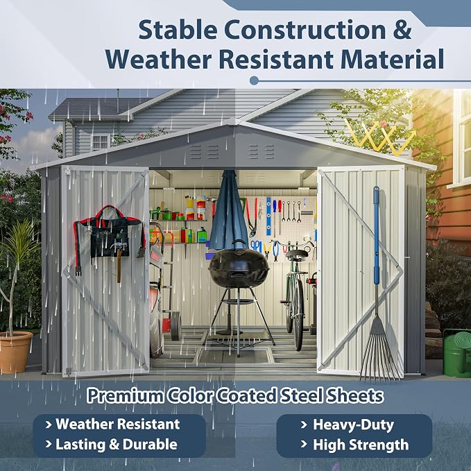 10X8 FT Outdoor Metal Storage Shed - Image 6