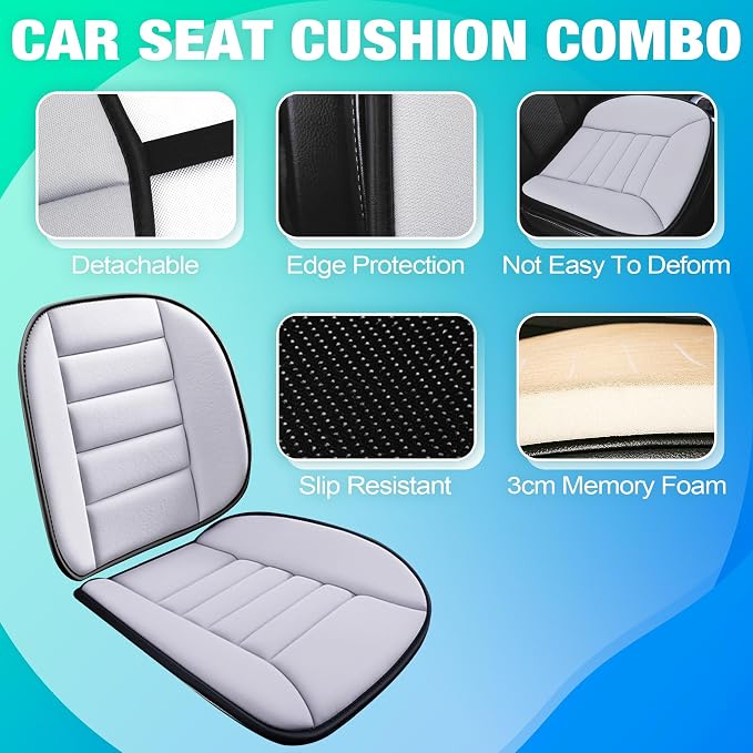 MYFAMIREA Car Seat Cushion and Lumbar Support Pillow 1.2'' Thick Memory Foam - Image 2