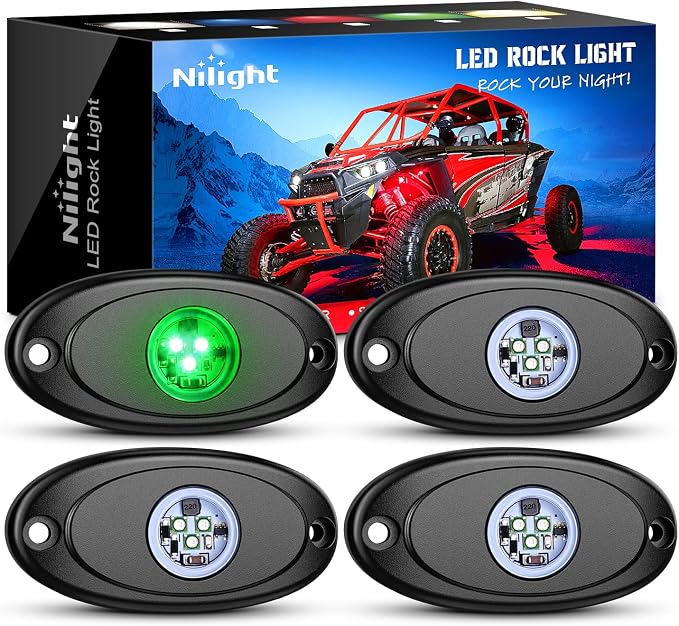 Nilight LED Rock Light Pods Waterproof Under Body Wheel Well Light Exterior by Nilight
