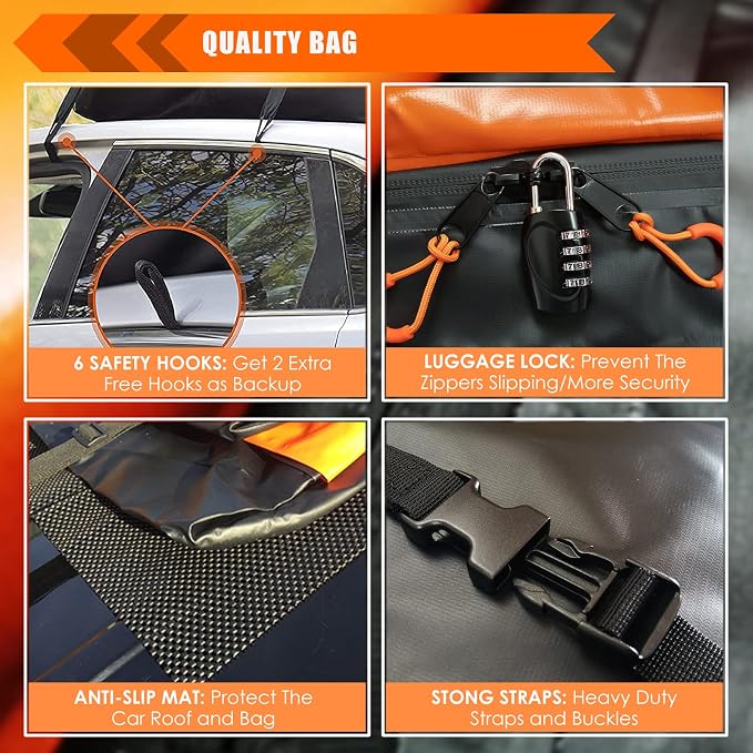 MeeFar Car Roof Bag XBEEK Rooftop top Cargo Carrier Bag 20 Cubic feet Waterproof - Image 5