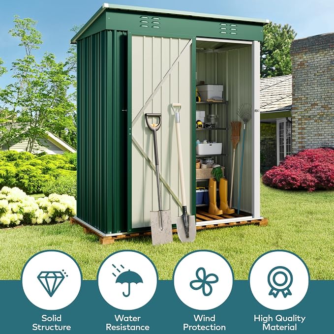 Gizoon 5' x 3'Outdoor Storage Shed - Image 3