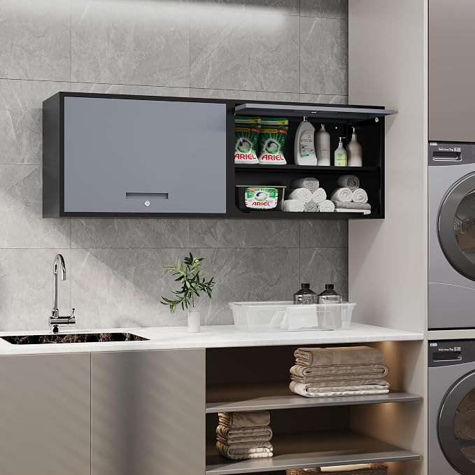 Metal Storage Cabinet Black&Gray Wall Cabinets - Image 8