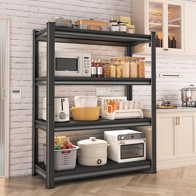 4-Tier Heavy Duty Metal Shelves, Industrial Style, Heavy-Duty Garage Storage - Image 4