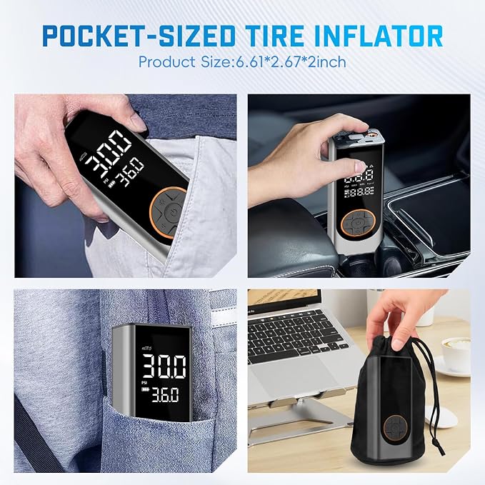 Tire Inflator Portable Air Compressor, 150PSI Cordless Air Pump - Image 8