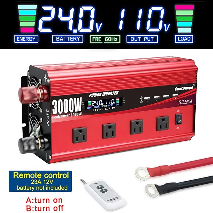 3000W Power Inverter 24V to 110V/120V DC to AC - Image 5