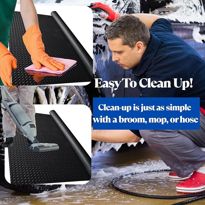 BESEA 4 x 10 FT Garage Floor Mat, Heavy Duty Diamond Plate Rubber Parking Mat – - Image 3