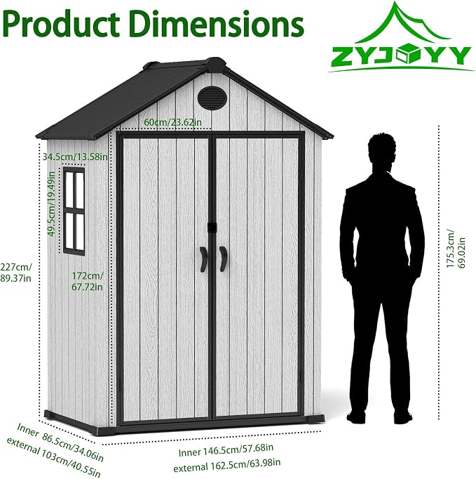 6 x 4 FT Shed Resin Outdoor Storage shed, 230 cuft Plastic Shed - Image 2