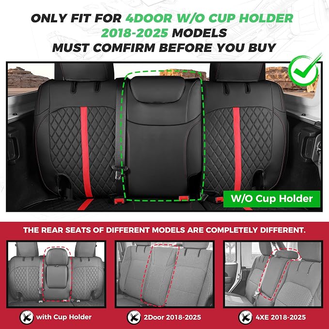 for Jeep Wrangler Seat Covers 4Door JL 2018 2019 2020 2021 2022 2023 2024 2025 - Image 2