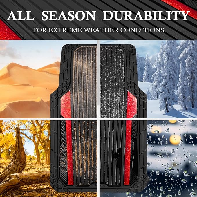 CAR PASS Heavy Duty Rubber Car Mats Metallic, Aluminum Film All Weather Floor - Image 3
