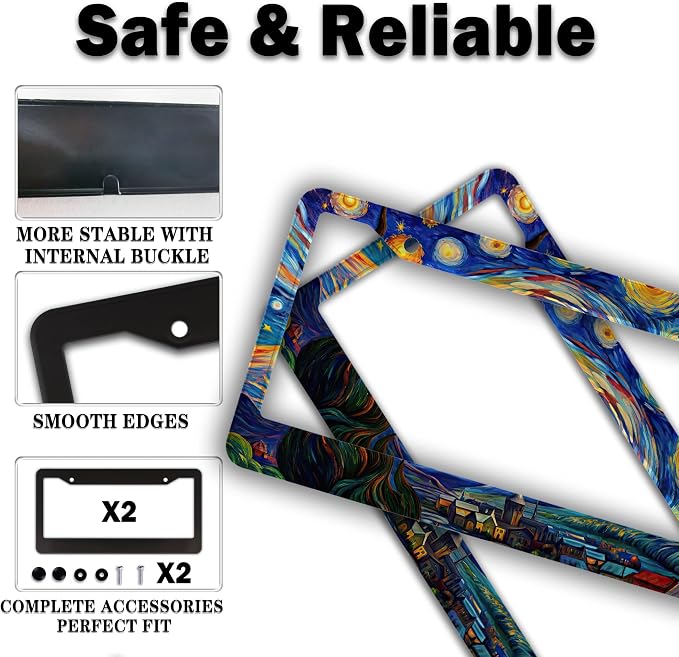 License Plate Frame Multicolor License Plate Holder The Starry Night Universal - Image 4