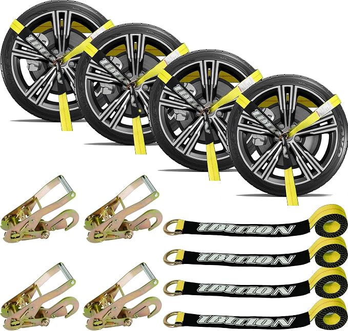 4 Pack Car Tie Down Straps for Trailers by IBITION