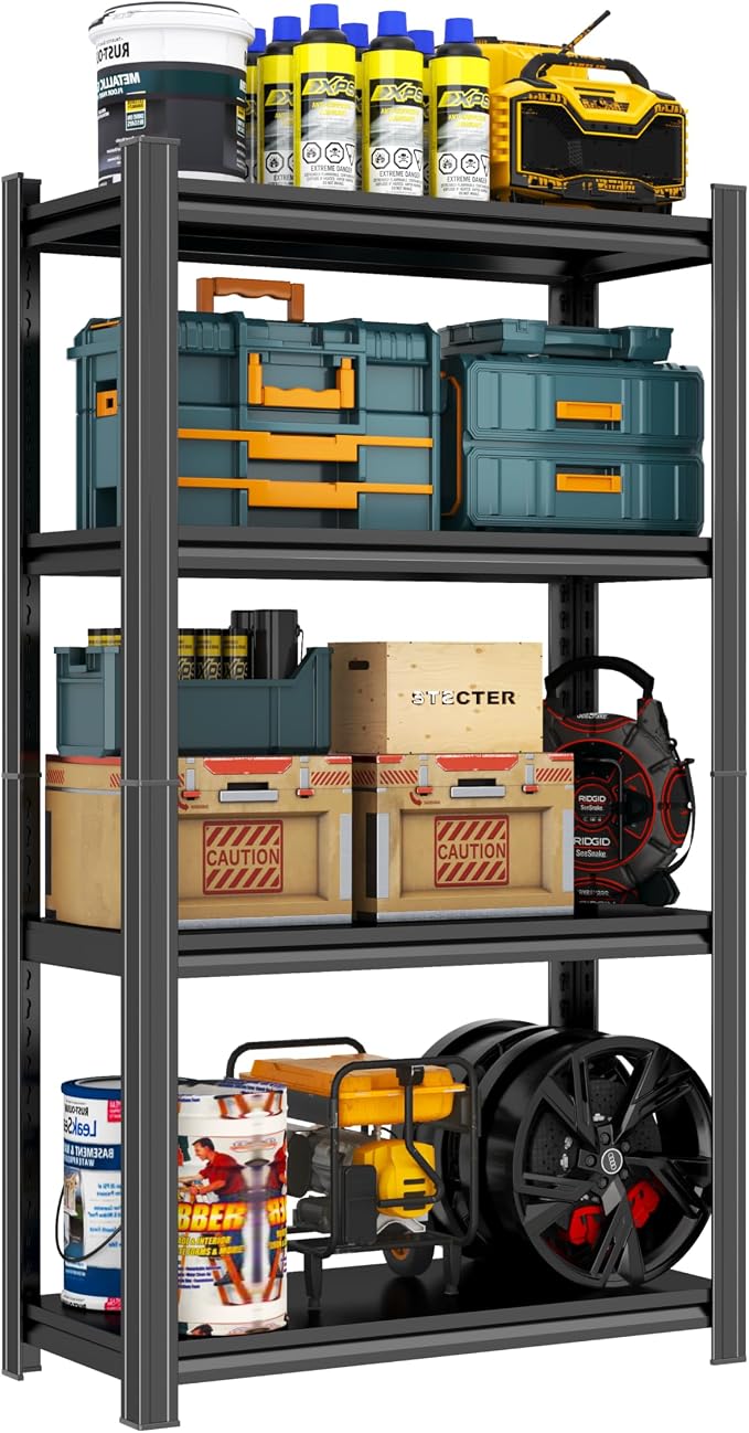 Metal Garage Shelving Unit, Heavy Duty 4-Tier Adjustable Storage Rack, Steel by Notmise