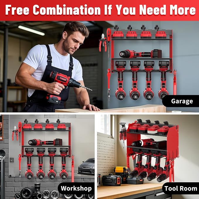 3-Tier Modular Drill Holder & Power Tool Organizer Wall Mount - Image 6