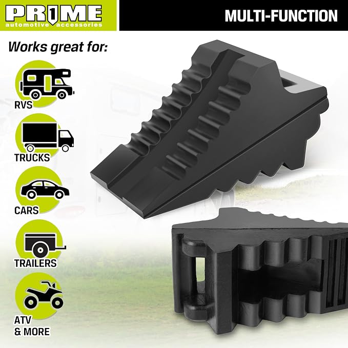 PR1ME Heavy Duty Rubber Wheel Chocks, Rubber Tire Blocks, RV Solid Rubber Wheel - Image 4