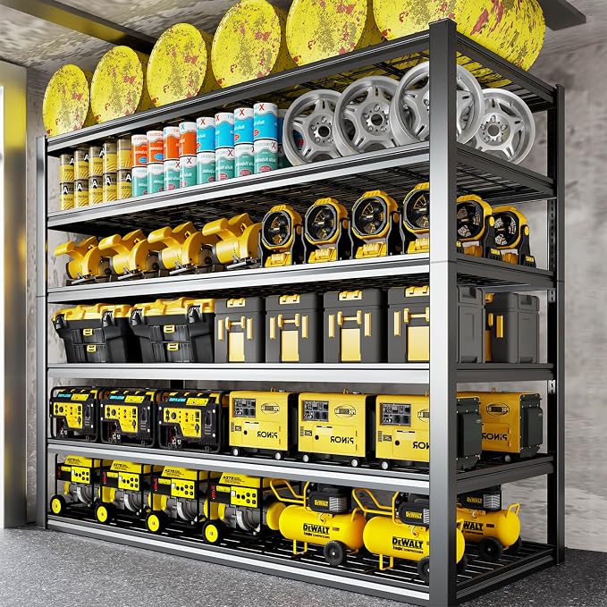 50" W Garage Shelving Heavy Duty, 6 Tier Garage Shelves, Commercial Metal by PMKES