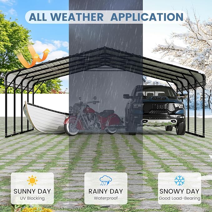 EROMMY 20x20FT Stable Metal Carport, All-Weather Heavy-Duty Carports - Image 5