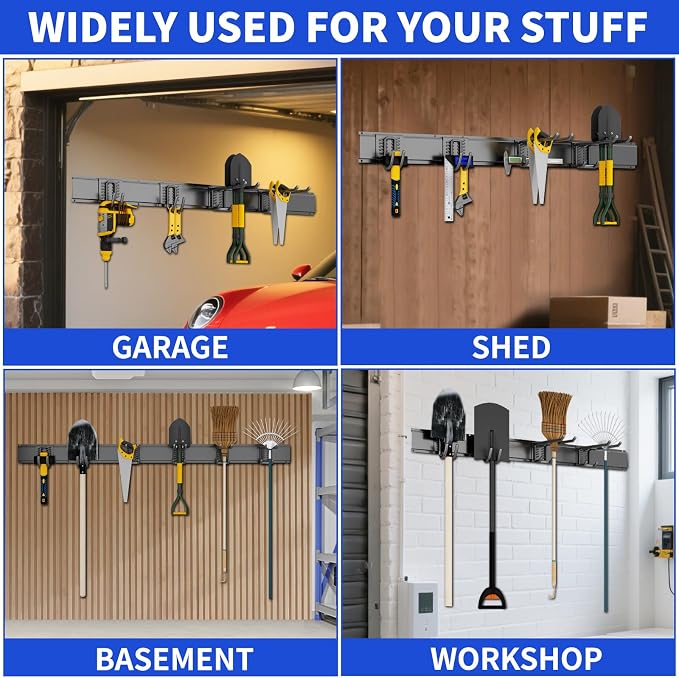 Garage Organization Tool Organizer Wall Mount, 32inch Heavy Duty Garden Tool - Image 4