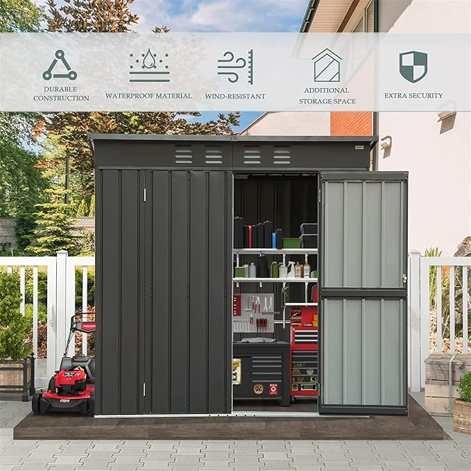IKERY Galvanized Steel Garden Shed 6' x 4' - Image 2