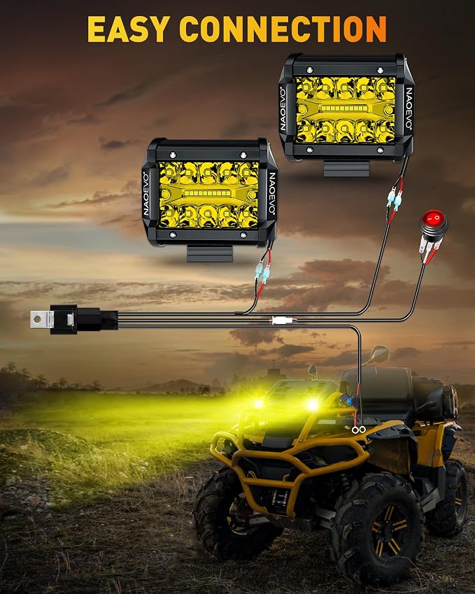 NAOEVO 4 Inch LED Pod Lights, Spot Flood Yellow LED Fog/Driving/Off Road Lights - Image 7